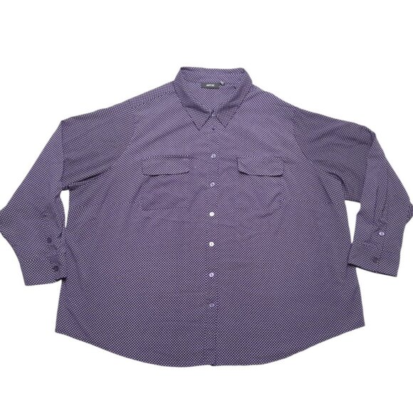 Apt. 9 Tops - Apt 9 Button Up Top Plus Size 3X Purple Long Sleeve Diamond Polka Dot Womens
